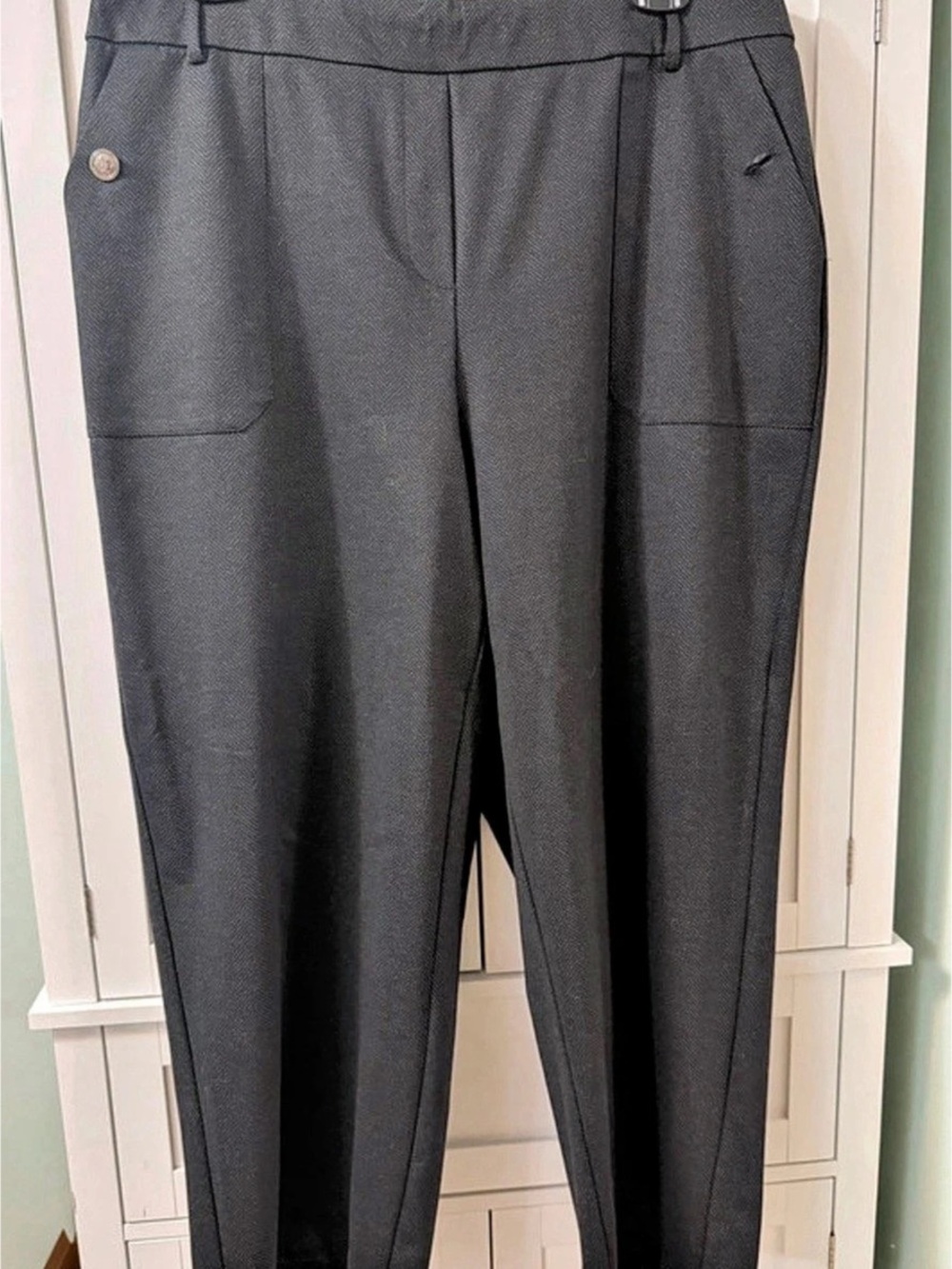 Jones New York Herringbone Straight Leg Pants Black Size 2X Like New